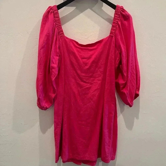 L* Space‎ Marina Cover Up Mini Dress In Bright Fuchsia Sz L - Picture 6 of 6